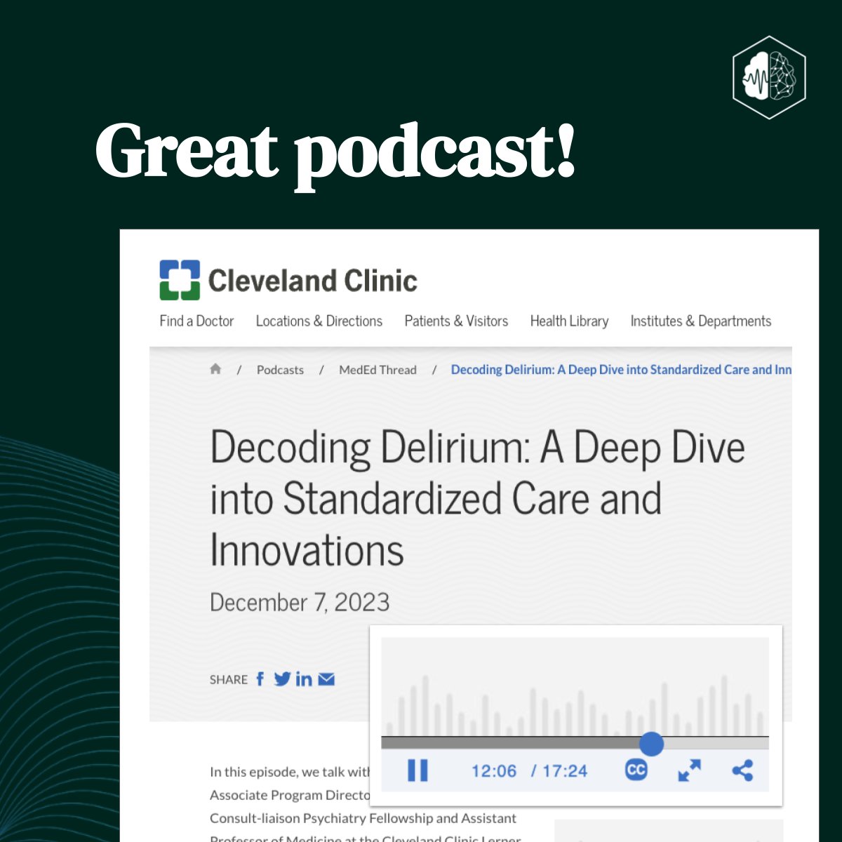 Prolira - DeltaScan π§ (@prolira_ds) on Twitter photo Great MedEd Thread Episode from <a href="/ClevelandClinic/">Cleveland Clinic</a>: my.clevelandclinic.org/podcasts/mededβ¦ Talking about:
β’ Hypoactive often being missed
β’ Importance of non-pharmacological intervention
β’ Education
β’ Barriers
#delirium #AcuteEncephalopathy #BrainHealth #WDAD2024 Great MedEd Thread Episode from <a href="/ClevelandClinic/">Cleveland Clinic</a>: my.clevelandclinic.org/podcasts/meded⦠Talking about:
β’ Hypoactive often being missed
β’ Importance of non-pharmacological intervention
β’ Education
β’ Barriers
#delirium #AcuteEncephalopathy #BrainHealth #WDAD2024