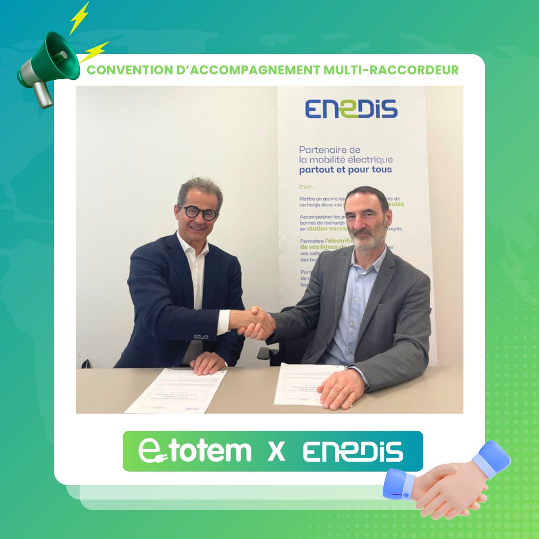 ⚡ e-Totem x <a href="/enedis/">Enedis</a>  e-Totem, fabricant français de #bornesderecharge, vient de conclure avec #Enedis une convention d’accompagnement multi-raccordeur !
#IRVE #EV #EVCharger #madeinFrance
