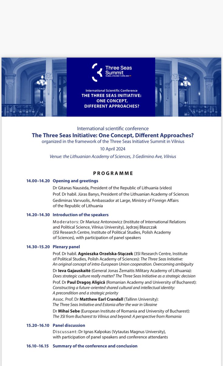 Join tomorrow conference co-organised by #3SI Research Center #ISPPAN in #Vilnius📣⬇️ @PAN_akademia @AOrzelskaS #ThreeSeasInitiative #conference