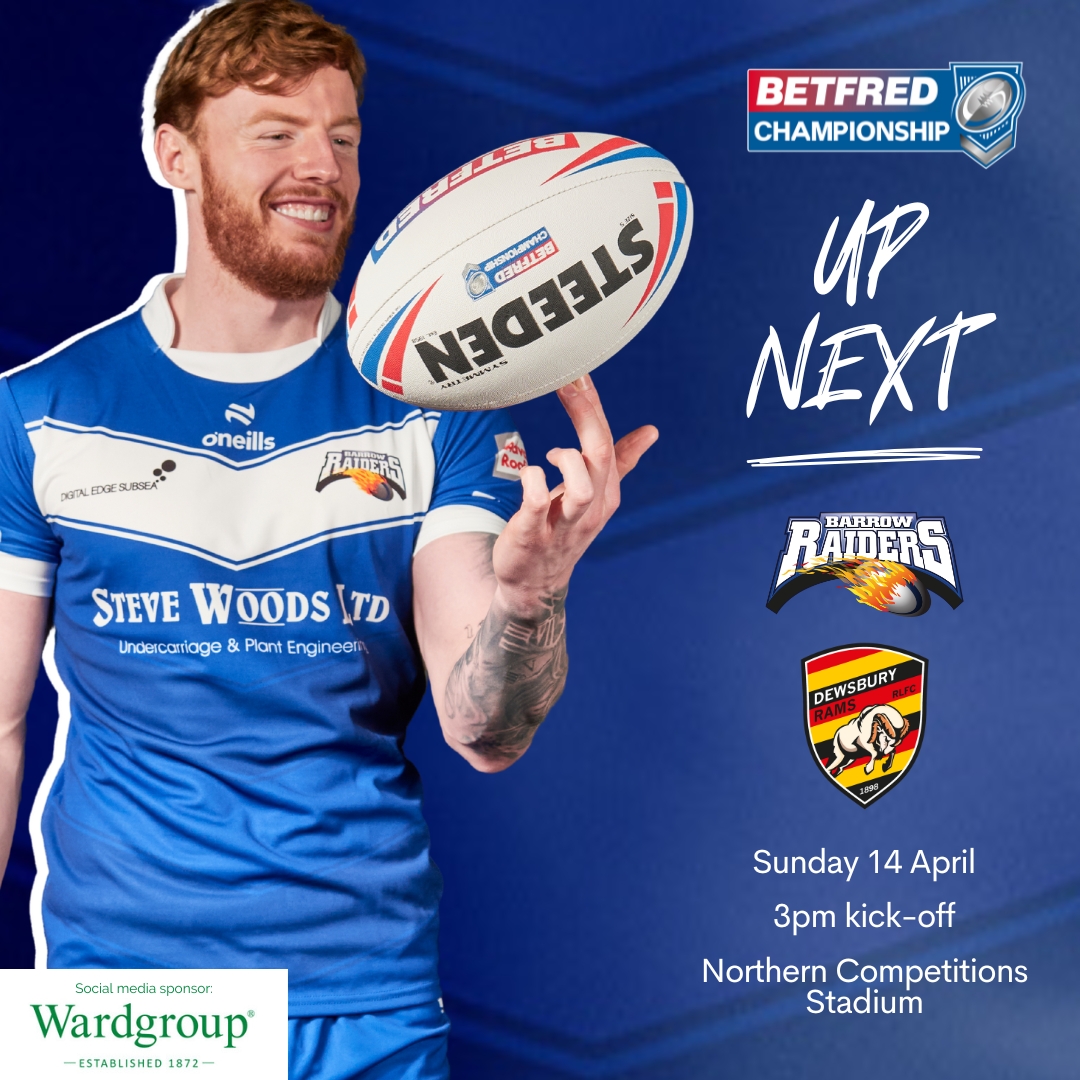 Onto the next one! 💪 🆚 @DewsburyRams 📅 Sunday 14 April 🏟️ Northern Competitions Stadium ⏰ 3:00pm kick-off 🏆 Betfred Championship 🎟️ pulse.ly/yq4mb29n9u