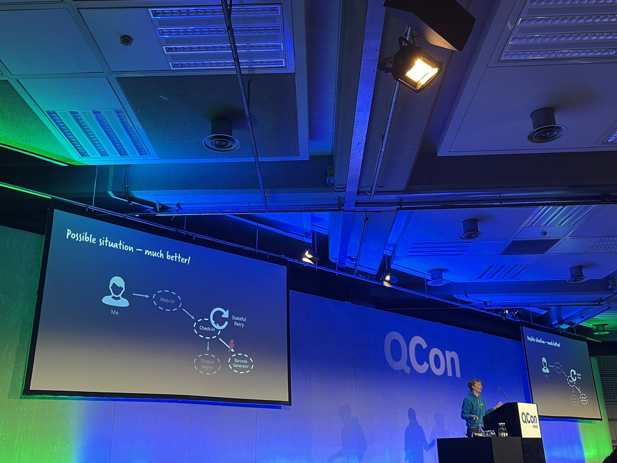 A lot of good sessions @qconlondon ongoing - I’m enjoying a session on long running processes by @berndruecker