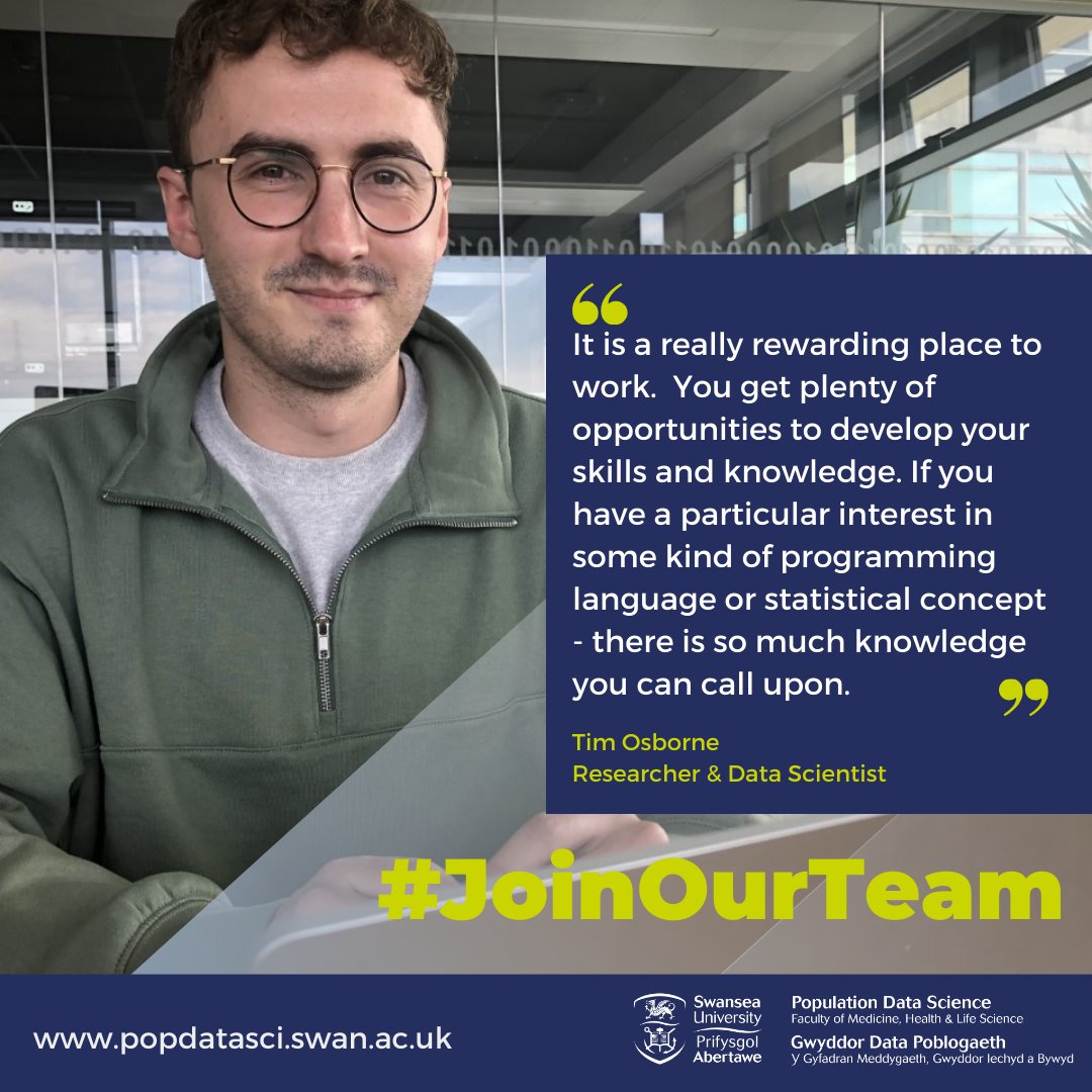 Find out more about the benefits of joining our award-winning team and check out our latest career opportunities on our website 👉 popdatasci.swan.ac.uk/about-us/jobs

#researcherjobs #jobsearch #teamscience #joinourteam

@SwanseaMedicine @SwanseaUni
@apha_analysts @PHJobsUK @DataciseOpen