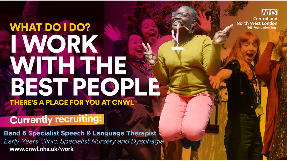 We are seeking Speech and Language Therapists to assess, diagnose and manage a caseload of clients with speech, language and communication difficulties across clinics and specialist nurseries in #Ealing. Various posts to fill (full time/part time) Apply: cnwl.nhs.uk/work#!/job/UK/…