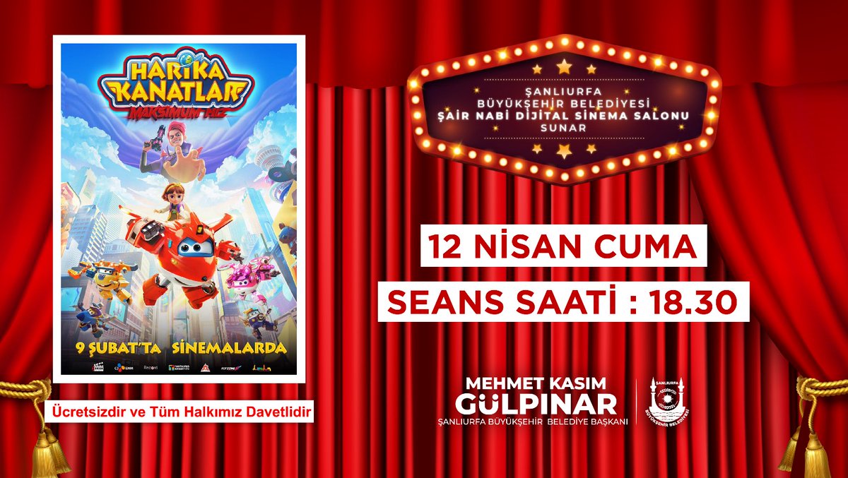 sanliurfabld's tweet image. Birbirinden güzel filmler #RamazanBayramı'nda sizin için geliyor, “Büyükşehir Sinema Günleri” başlıyor🎥

📌 Şair Nabi Dijital Sinema Salonu