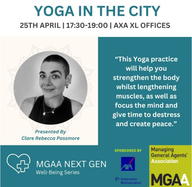 Have you registered for MGAA Next Gen's Yoga in the City session yet? During the class, Clare Rebecca Passmore will take attendees through an hour of relaxing yoga to help focus the mind! 🗓️ 25th April 2024 📍AXA XL Offices ⌚ 17:30-19:00 Sign up at: lnkd.in/dSwyC4n7