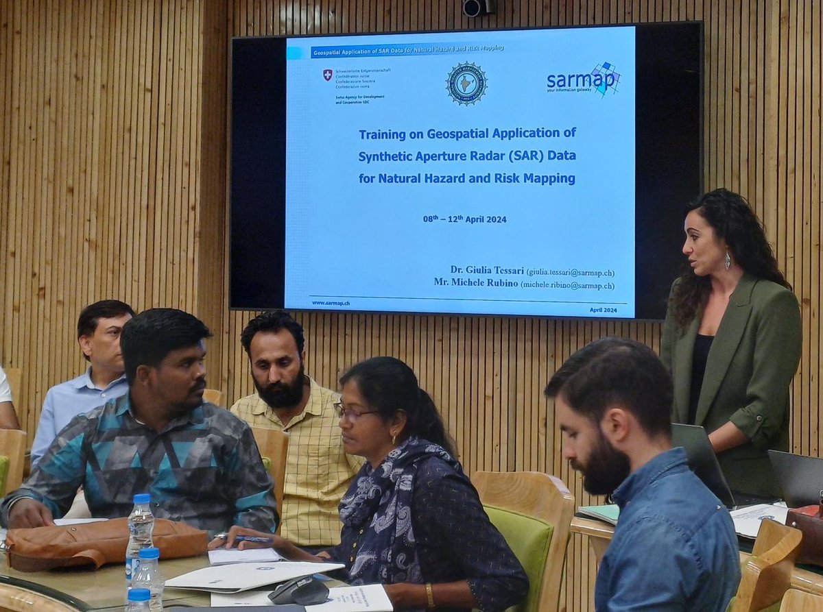 . @ndmaindia &state govt reps join a 5-day training by Sarmap,a🇨🇭company,on using Synthetic Aperture Radar data for natural hazard mapping. The training is organized by @ndmaindia & @SwissDevCoop under #SCAHimalayas project&aims to boost remote sensing based disaster mgmt skills