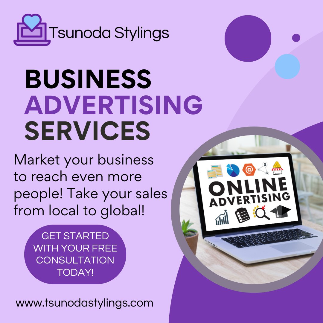 Are your customer finding you online?

Don't have an ads account set up? Schedule a FREE consultation today!

tsunodastylings.com/consultations/…

#tsunodastylings #advertising #adsaccount #marketingservices #businesstips #businessadvice #blackownedbusiness #womanownedbusiness #smallbusiness