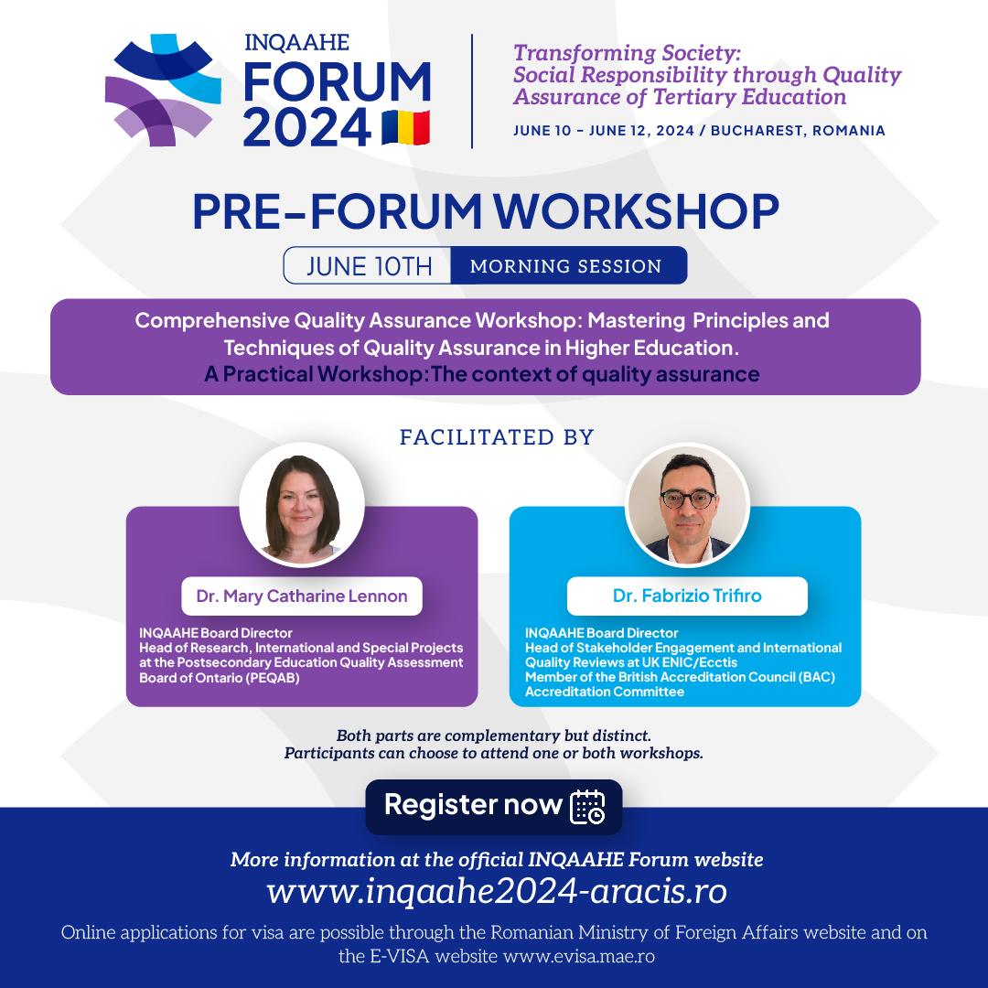 Join Workshop 2 for a practical deep dive: 'Comprehensive Quality Assurance Workshop: Mastering Principles and Techniques of QA in HE'. The morning session will focus on the basis of quality assurance in higher education. #INQAAHEForum2024 ➡️ Learn more: inqaahe.org/blog/forum-202…