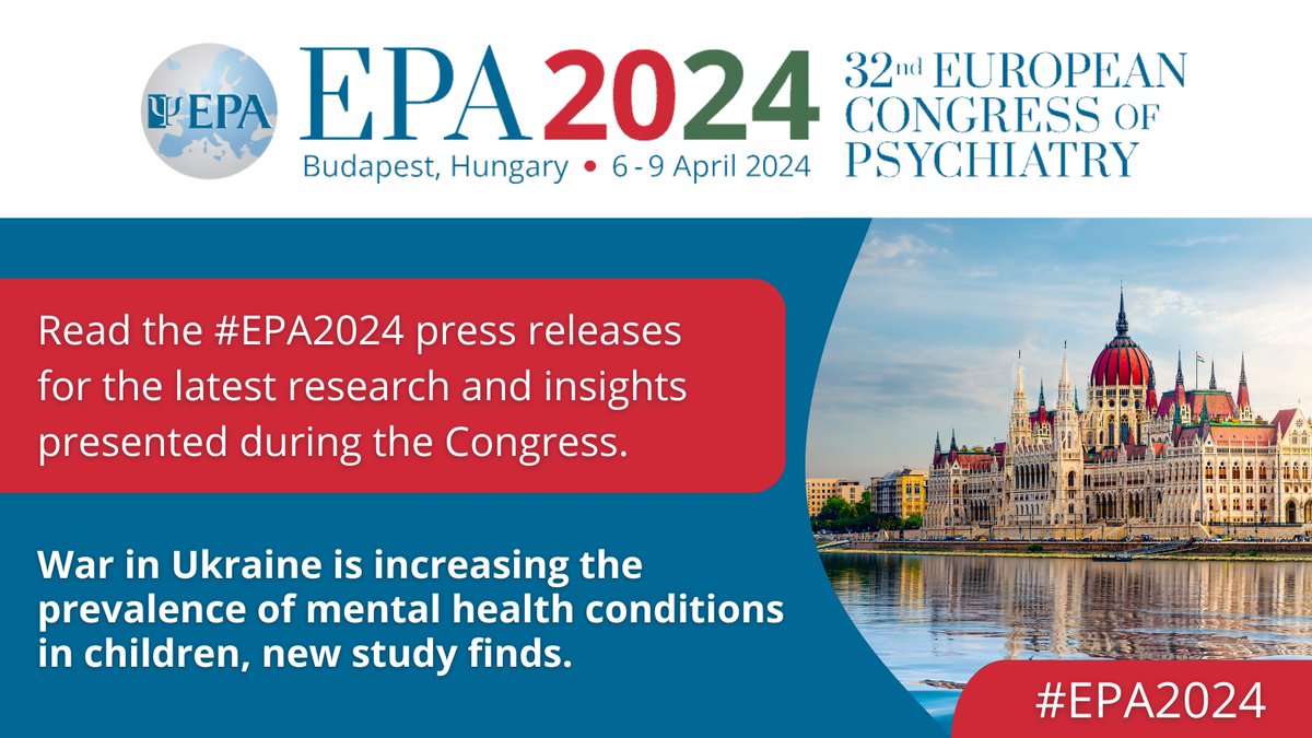 During one of the #EPA2024 sessions in Budapest, some of the latest research on the significant rise in #mentalhealth issues among children and adolescents displaced by the war in #Ukraine was presented. Access the press release here for details: tinyurl.com/EPA2024PL2