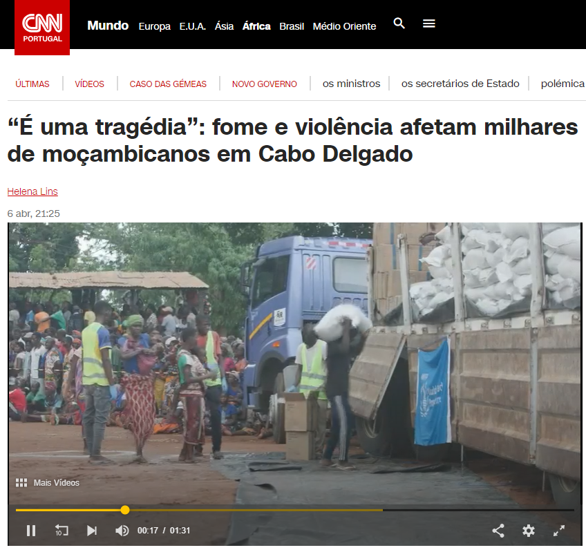 🚨@WFP sounds the alarm: insufficient resources to support thousands of Mozambicans fleeing the recent surge of violence in #CaboDelgado. 📺Get the full story on @cnnportugal: tinyurl.com/4ut89792