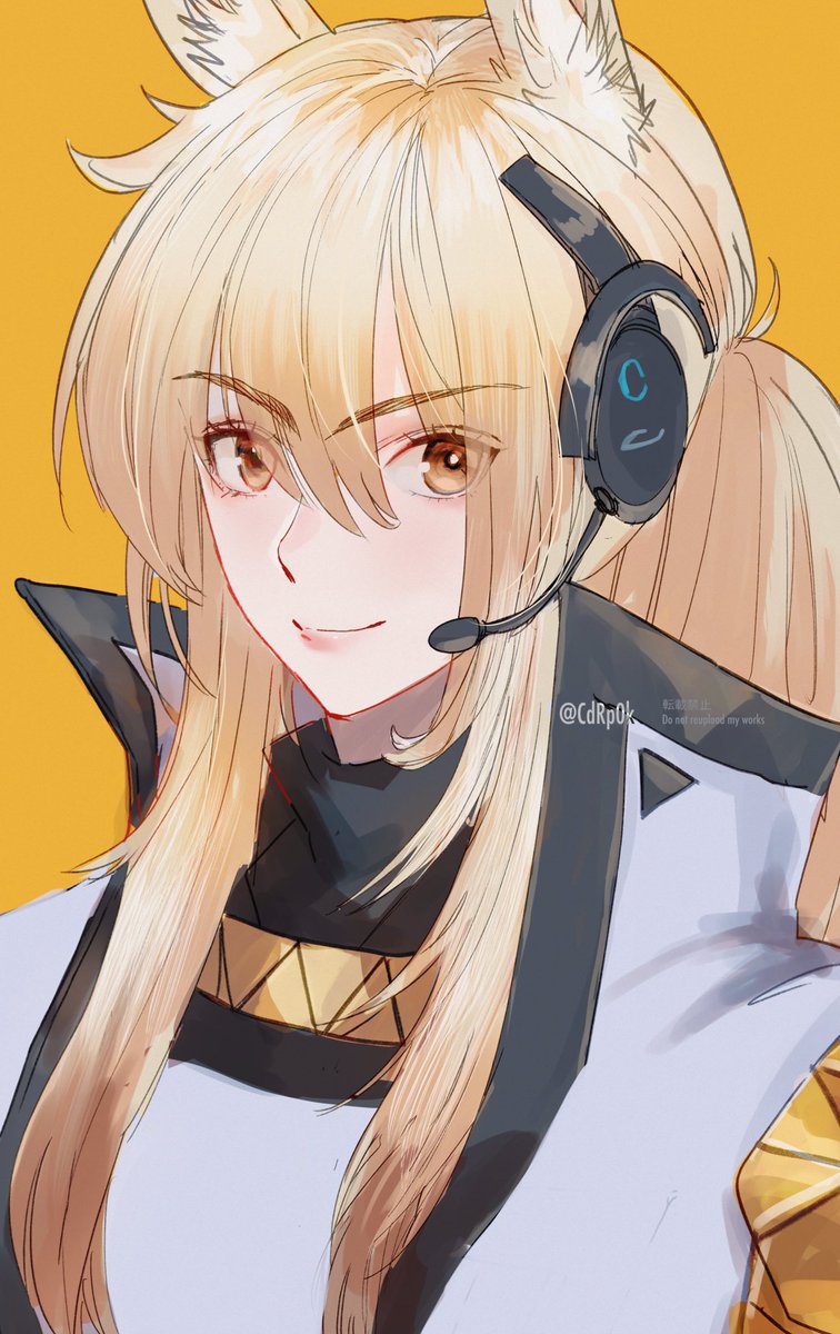 nearl (arknights) 1girl solo long hair looking at viewer smile simple background blonde hair  illustration images
