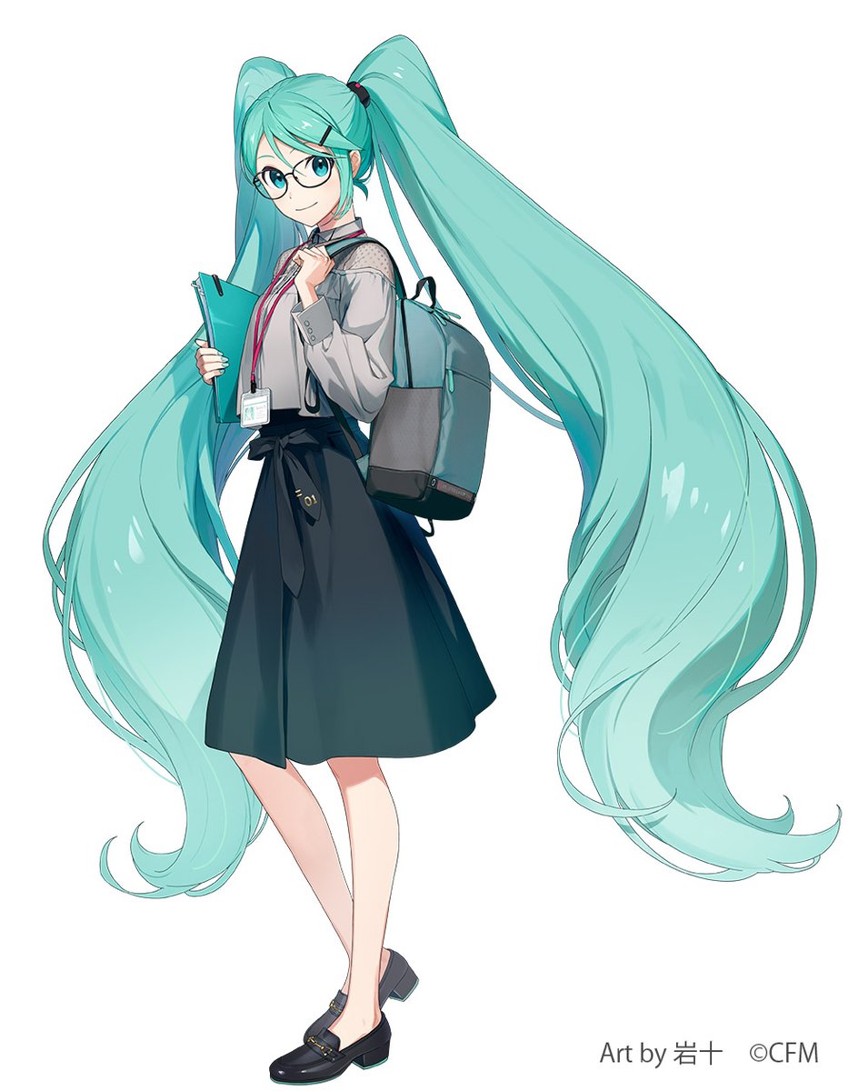 hatsune miku 1girl solo long hair looking at viewer smile simple background shirt  illustration images