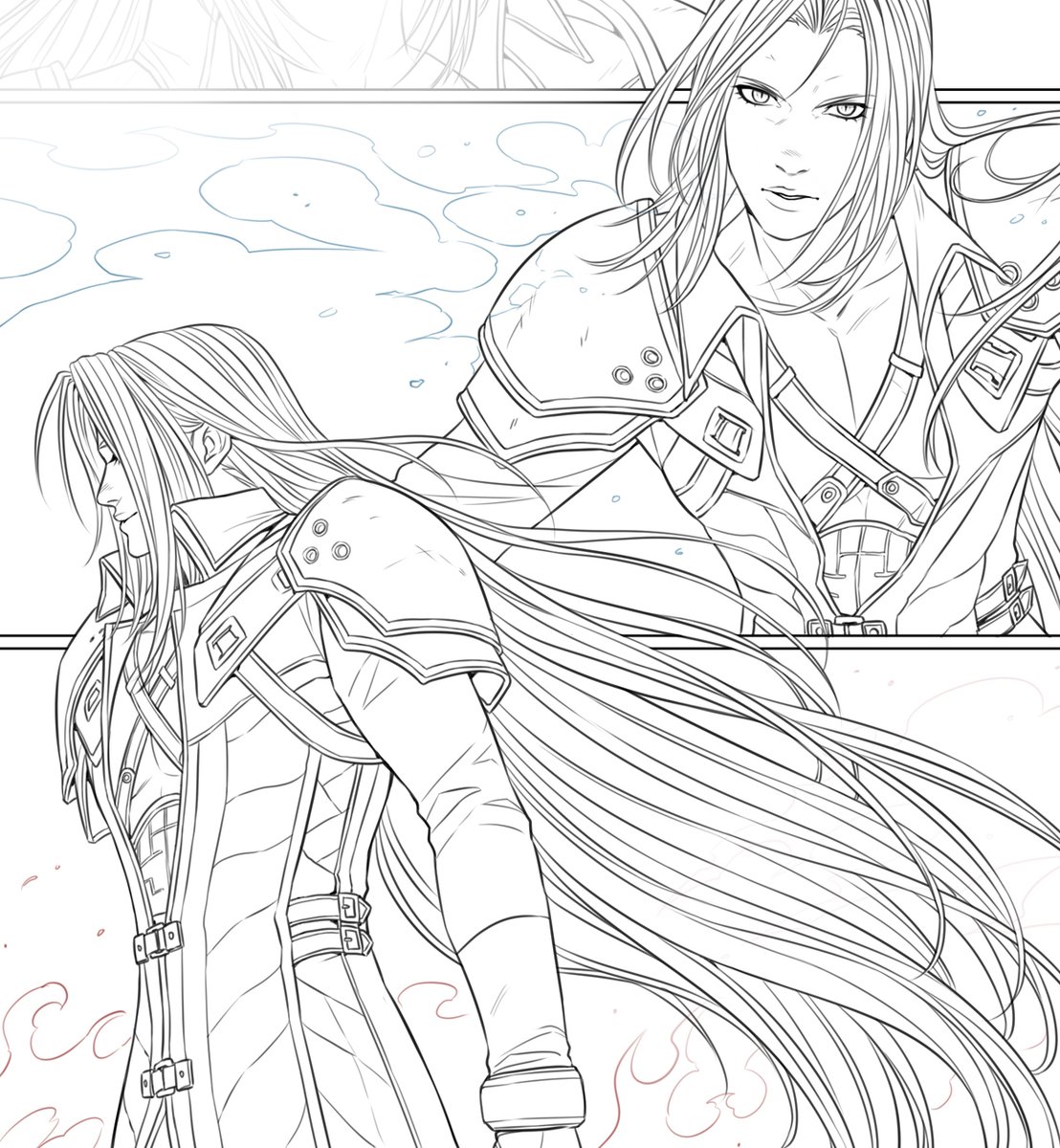 drawing Sephiroth's hair is my personal little hell ~(>_<~) ahahah but I love it~ ♡ <wip>