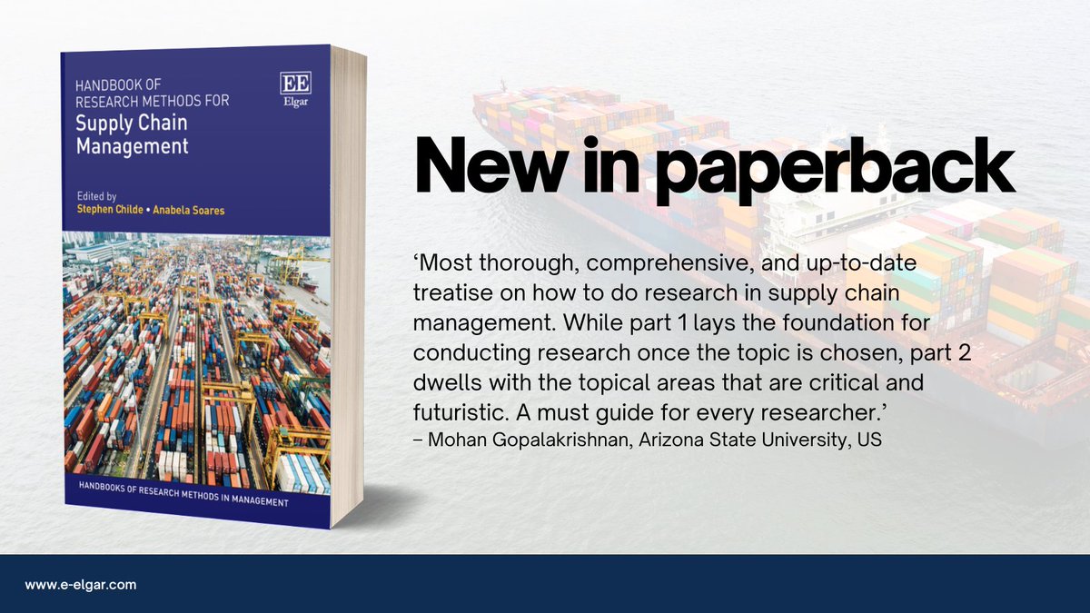 🆕 in paperback: Handbook of Research Methods for Supply Chain Management by Stephen Childe and Anabela Soares ➡️ Get your paperback copy here: e-elgar.com/shop/gbp/handb… #SupplyChainManagement