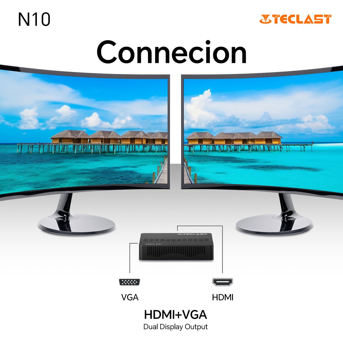 TeclastJapan's tweet image. N10 Mini PCのデュアルスクリーン出力により、生産性を2倍に高めます🖥️。これまでにないほどのマルチタスクに飛び込み、視覚的なワークスペースを拡張しましょう🗳️🌈！

詳しくは🌟：geni.us/SpSN7

#Teclast #TechLife #TeclastTech #N10MiniPC #ミニpc