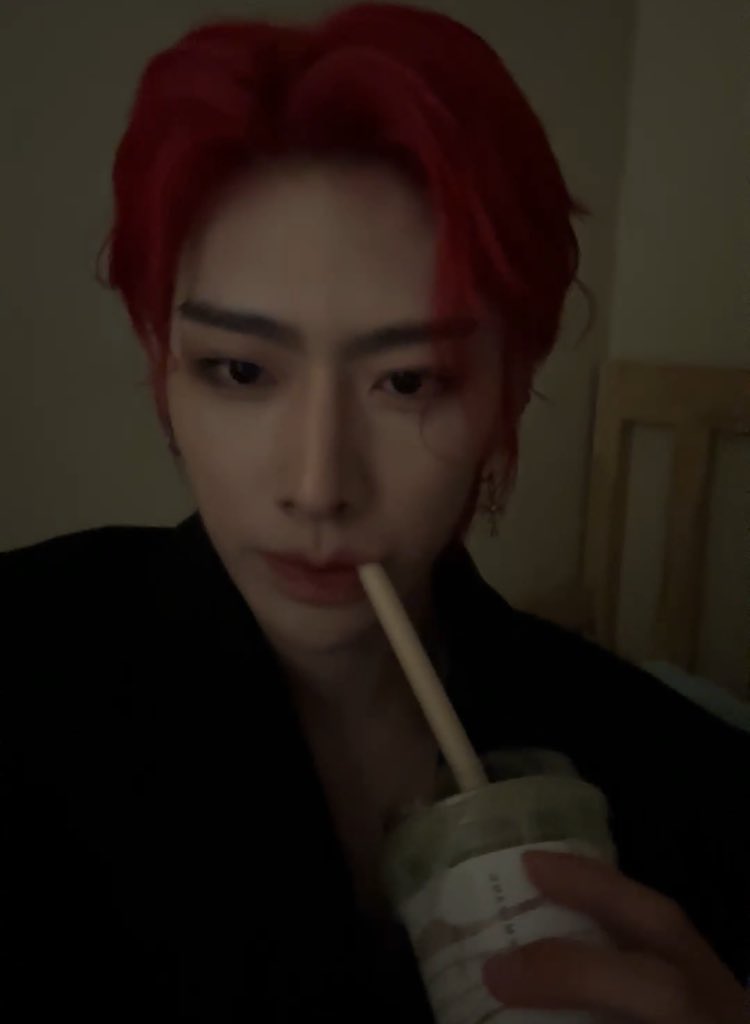 ricky drinking his green tea shake