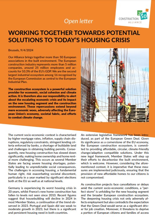 Today the #EUConstruction2050 & the Urban Intergroup of the @Europarl_EN held the event 'Call for action: Delivering housing solutions' During the event the Alliance presented its open letter addressing the critical housing & 🆕built crisis in 🇪🇺 More➡️rb.gy/405r7z