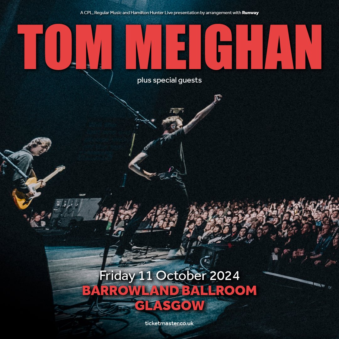JUST ANNOUNCED//// @tommeighanHQ plays @TheBarrowlands on Friday 11 October. Tickets 🎟️ on general sale Friday 12 April at 10am