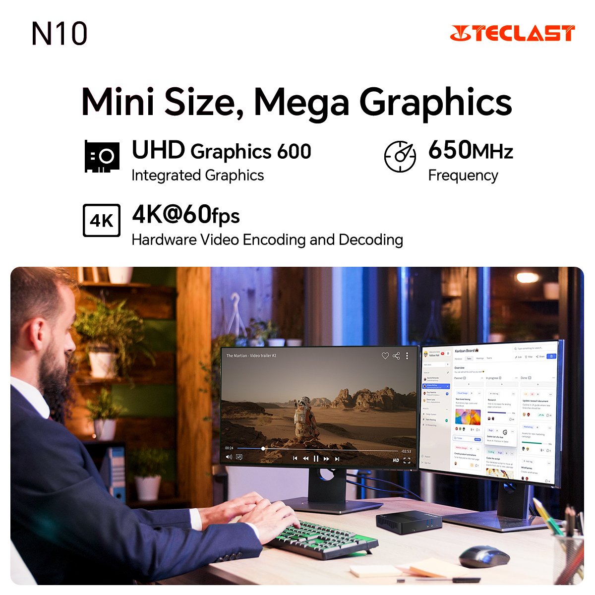 TeclastJapan's tweet image. N10 Mini PCは、Windows 11 Proの最高の機能を指先まで実現します🌁。コンパクトで洗練されたパッケージで、新しいレベルの生産性とセキュリティをお楽しみください🏄‍♂️🏄‍♂️

詳しくは🗳️：geni.us/SpSN7

#Teclast #TechLife #TeclastTech #N10MiniPC #ミニpc