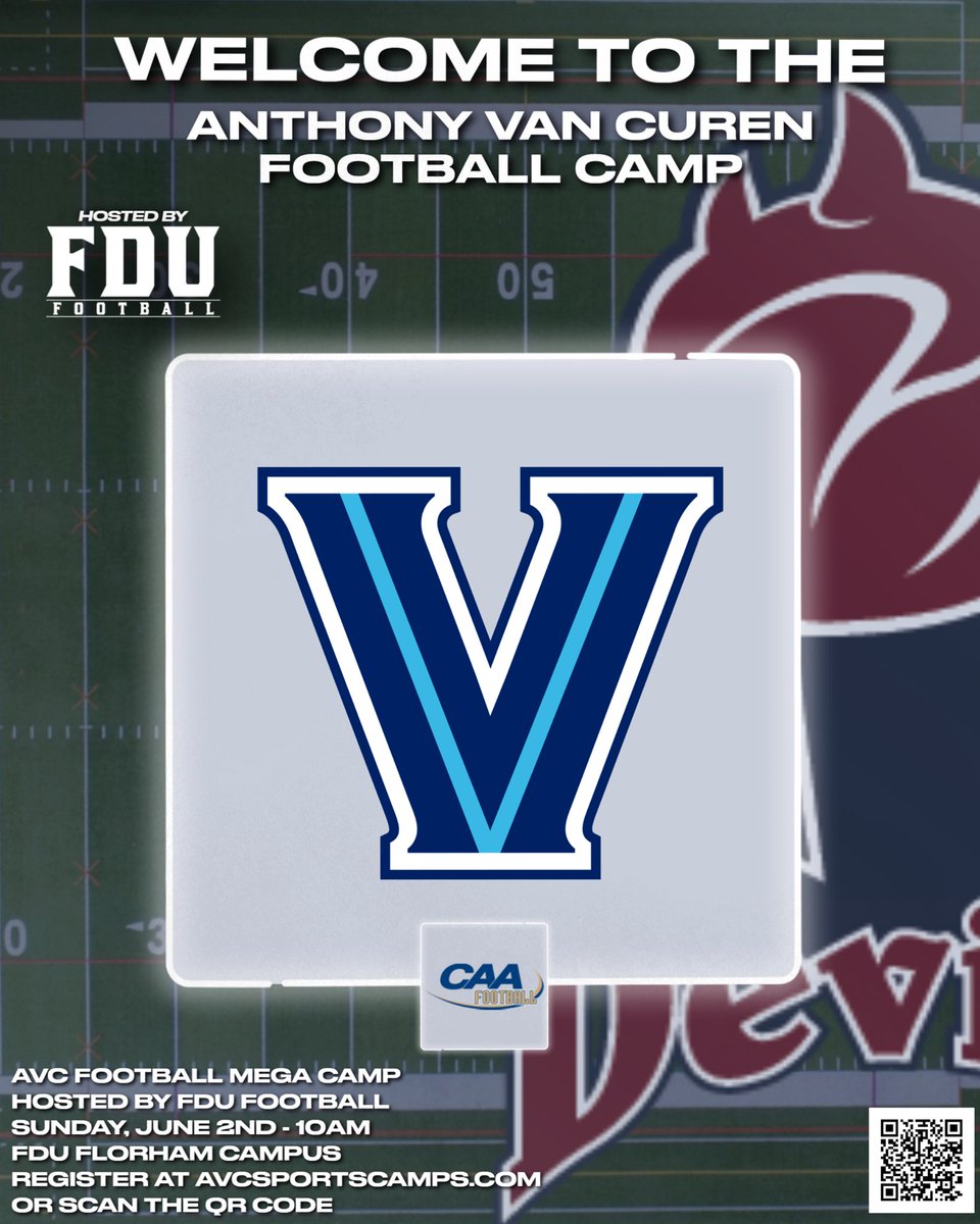 Welcome @NovaFootball and their staff to camp! Excited to have them on our @FDUDevils campus! 🏈 AVC Football Camp 📍 FDU- Florham Campus 🗓 Sunday, June 2nd Register: 🔗avcsportscamps.com 🔱🔥🤘 @FDUFootball @NovaFbRecruit
