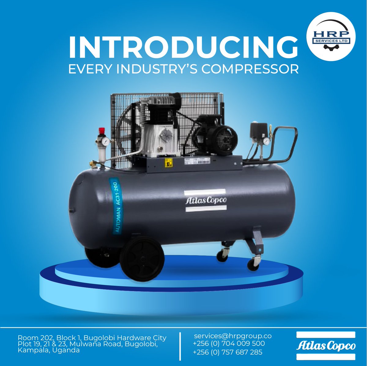 hrpservicesug's tweet photo. As a professional in any industry, you need a compressor that can keep up with your pace, your workload and the requirements of your workshop. The #AutomanPro is the best-in-class solution that gives you a lifetime of dependable energy.
#PistonCompressor #AtlasCopco #HrpServices https://t.co/h3UQDFs6f3