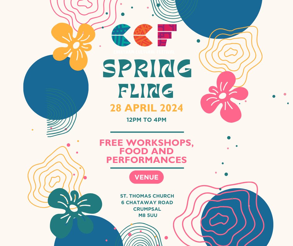 📢 ANNOUNCEMENT SPRING FLING IS BACK 📢 Join us on Sunday 28th April to celebrate our diverse community at a BRAND NEW VENUE St Thomas's Church Crumpsall. All events are free, keep an eye on socials as we announce organisations taking part across the day.