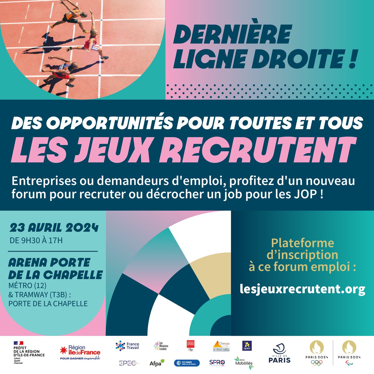 « Opportunités pour toutes et tous : les Jeux recrutent » 🗓️ AU PROGRAMME 👉 Rencontres avec recruteur·euse·s 👉 Live Twitch avec l'équipe de Lab'On-Id twitch.tv/labonid 🌐 ⚠️ Inscriptions via ce lien : lesjeuxrecrutent.org 🗓️23 avril 📍Arena Porte de la Chapelle