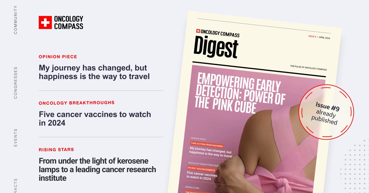 The Oncology Compass Digest is online. This issue features an inspiring story of a #breastcancer survivor, novelties in cancer vaccine research, and a pharma initiated early detection public event - The Pink Cube. Read more: oncologycompass.com/digest/issue9/ #oncology