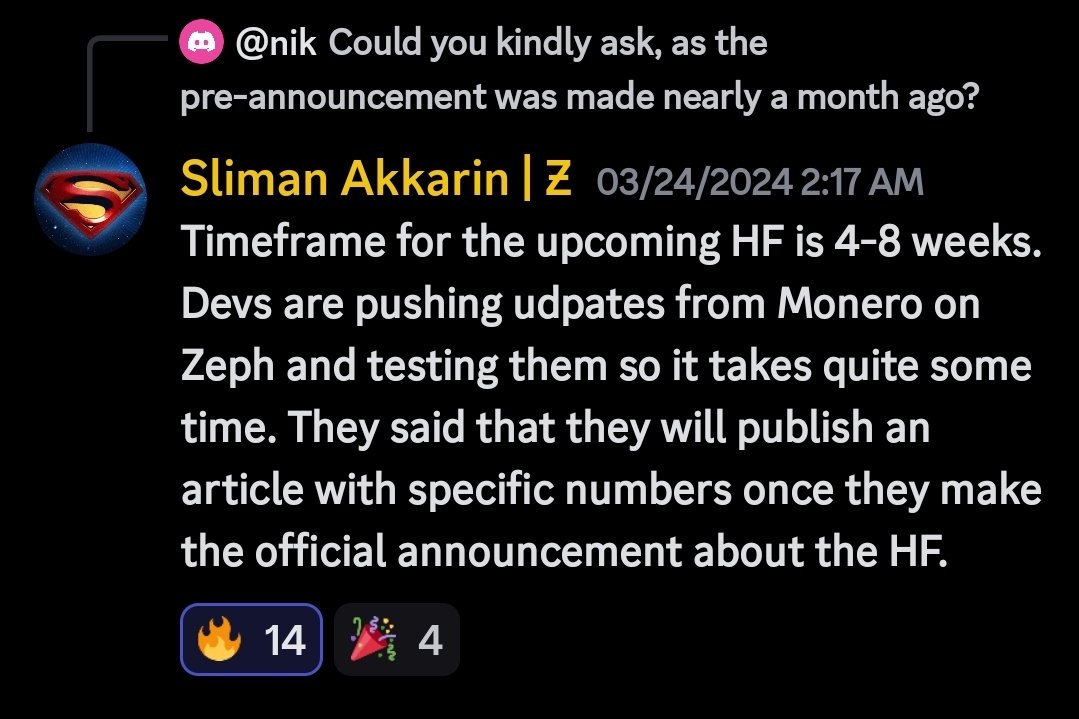 Ghostoffreedomm's tweet image. Exciting news for #Zeph&apos;s upcoming HardFork! With a 4-8 week timeframe, expected in May or end of May:
$zeph
1. Latest Monero updates integrated.
2. p2pool support added.
3. Protocol-level changes aimed at reducing fees for minting more ZSD tokens, boosting adoption. Stay tuned!