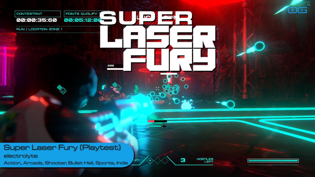 OG plays Super Laser Fury (Playtest)! youtube.com/watch?v=zNa2Qs… Like & Sub! @electrolytedev #bullethell #shooter #sports #IndieGameTrends #IndieWatch #IndieDev #GameDev #IndieGameDev #IndieGame #IndieGames #Gameplay #letsplay #gaming