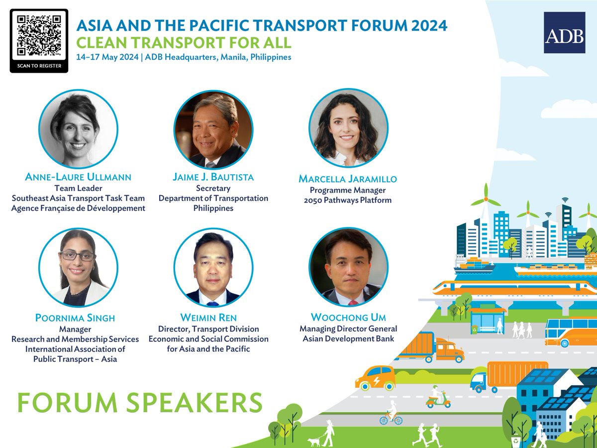 See real-world solutions on achieving clean #transport for all: join us in this year's #ADBTransportForum, with 30 sessions, 75 speakers and experts in the sector, along with participants from over 27 developing member countries. See agenda & register: transportforum2024.adb.org