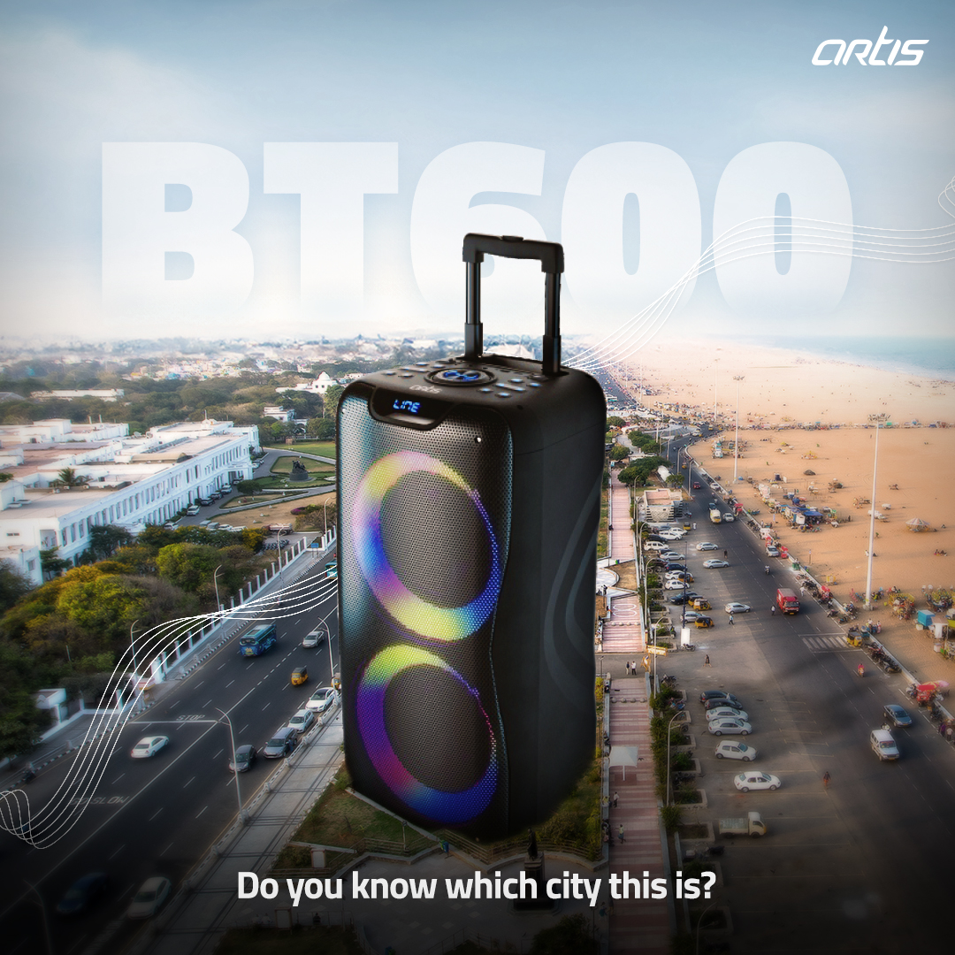 BT600 is set to make you aware of the music cities of India. Which one do you think this is?

#Artis #SoundsBetter #LoveYourSound #Speaker #PartySpeaker #BT600 #GuessTheCity #MuscialCity #India #Music