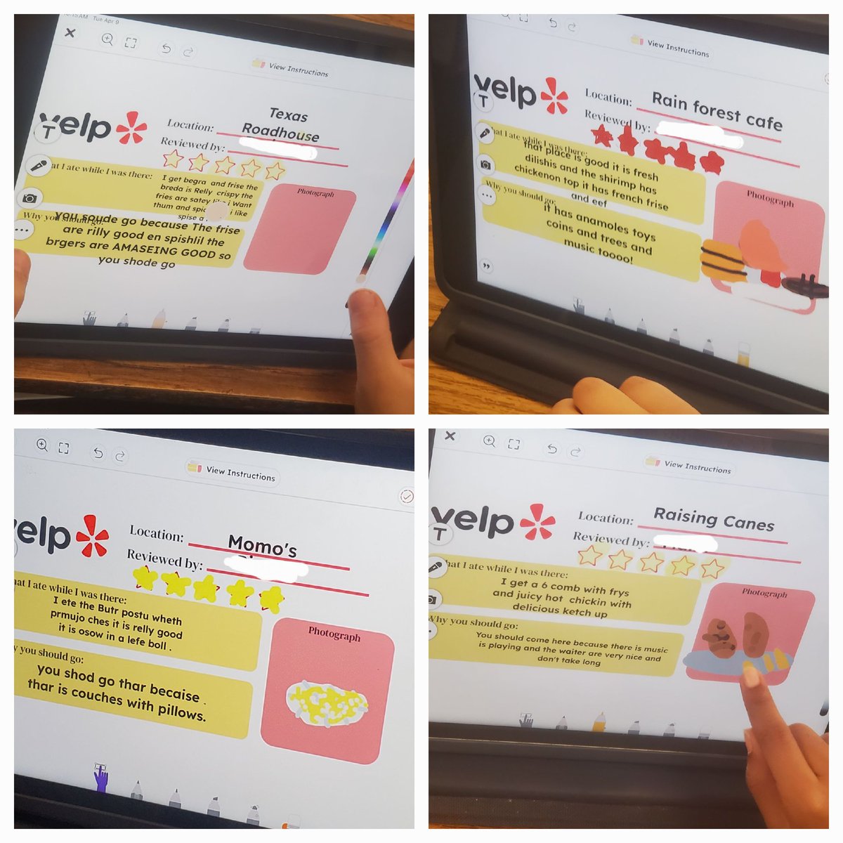 kimperclefarias's tweet photo. Writing #RestaurantReviews using adjectives to create strong opinion statements to #persuade others to go to our fav restaurants. We definitely persuaded each other into craving some good food! #RISDlitandint #RISDweareone #2ndgators🐊 https://t.co/vEmIyu2wpc