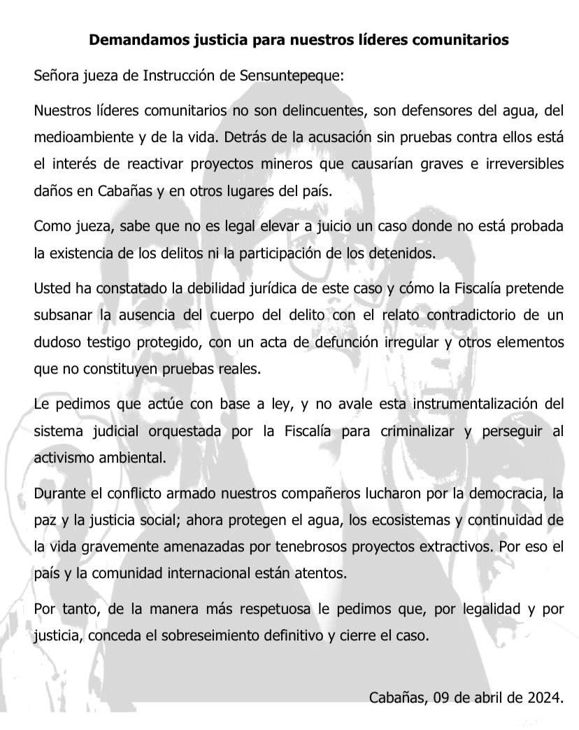 ades_sm's tweet image. #SantaMarta 
#ADES #Libertad
Nuestros líderes comunitarios no son delincuentes, son defensores ambientales. 
¡Exigimos su libertad!
@FGR_SV , @CSJ, @ONU, @CIDH, @MaryLawlorhrds @PDDH