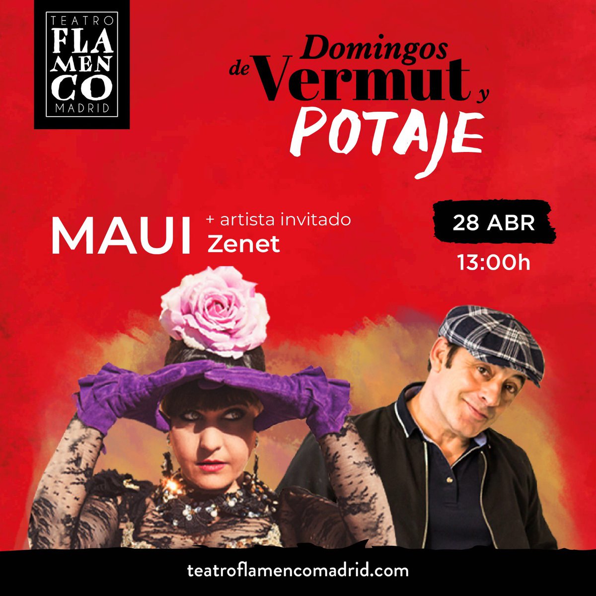 Madrid!!!
Hay hambre de Potaje y arte sin aditivos? 28 de Abril en <a href="/teatroflamadrid/">TeatroFlamencoMadrid</a> podrán llenar cuerpo y alma.
Nos acompañará un chef de canciones gourmet , de esas que te  dejan un sabor a gloria en el paladar de la emoción <a href="/zenetoficial/">Zenet Oficial</a> 
Entradas👉soymaui.com