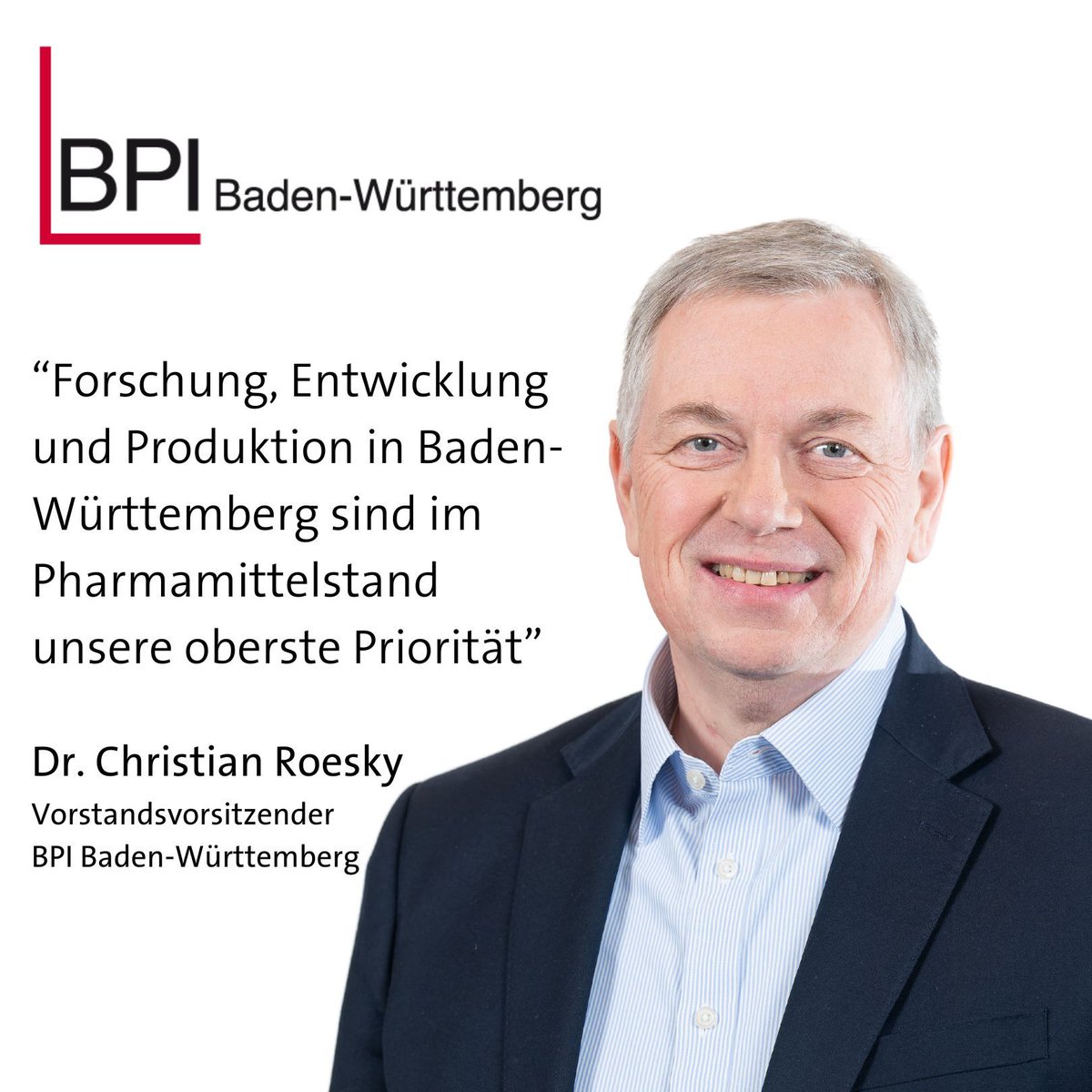 Der #Pharma-#Verband @BPI_Pharma #Baden-Württemberg hat einen neuen Vorsitzenden gewählt - Dr. Christian Roesky steht für einen starken Mittelstand und Innovation! ^AF chemie.com/presse/presse-…