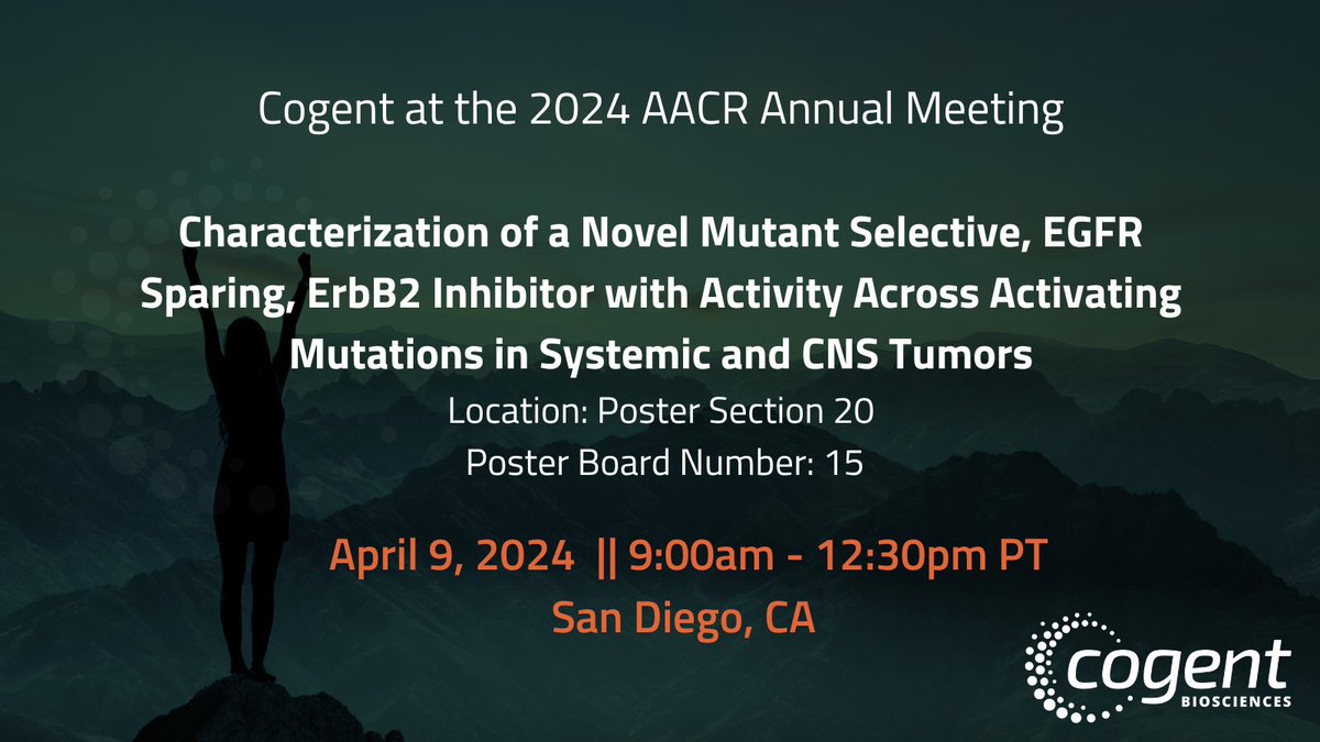 Today we’re sharing new preclinical data from our novel EGFR sparing, CNS-penetrant ErbB2 inhibitor at the #AACR24 Annual Meeting. Read our press release for more bit.ly/4aNJZFm and see the poster here bit.ly/3JaaSrd.