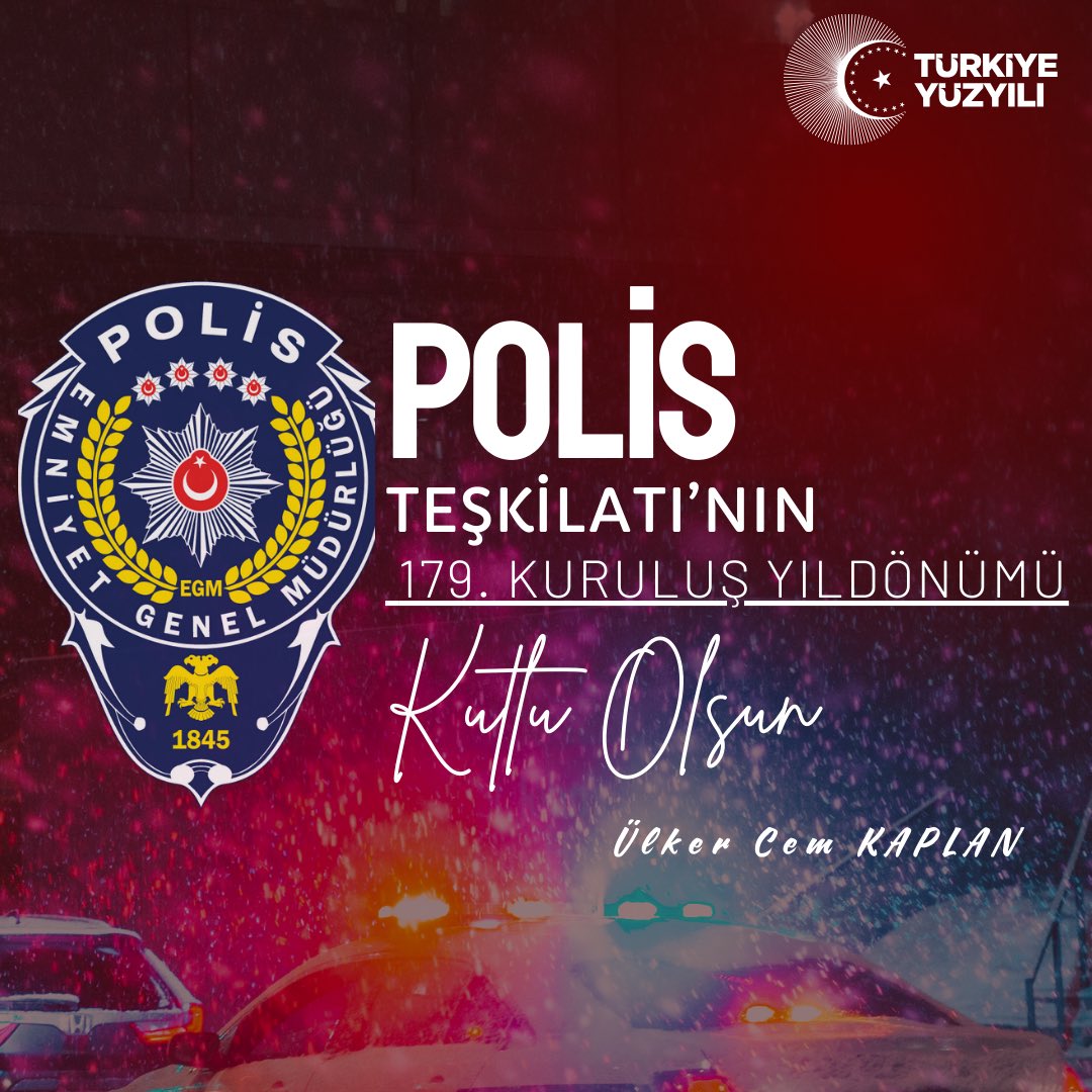 Kahraman Türk Polis Teşkilatının 179. Kuruluş yıl dönümü kutlu olsun.🇹🇷