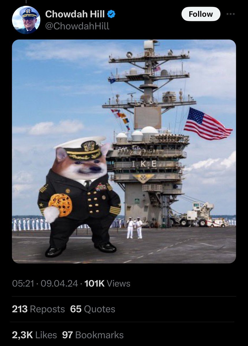🇺🇸 The captain of the aircraft carrier Dwight Eisenhower posts NAFO memes. WW3 gonna be weird … 🤷‍♂️