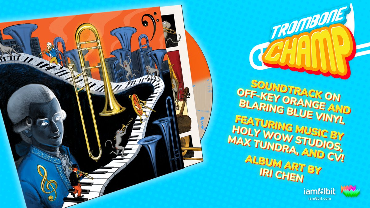 🎺TOOT TOOT!🎺 Presenting the TROMBONE CHAMP VINYL SOUNDTRACK! It's the wonderfully weird energy of @HolyWowStudios' viral sensation, captured on Off-Key Orange and Blaring Blue Vinyl. Music by Holy Wow Studios, Max Tundra, and CV! Preorder Thursday, April 11th at 9 AM PT 🎶