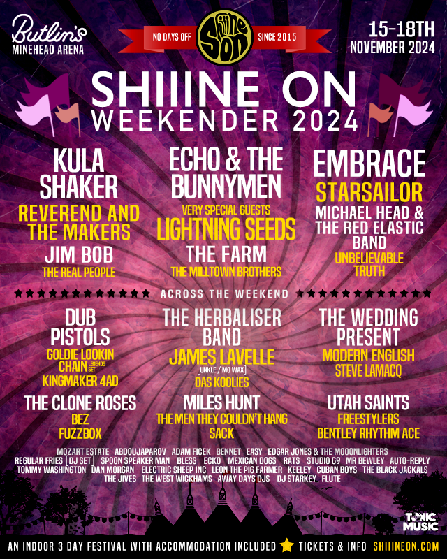 Amazing news, We are playing at Shiiine On Weekender Festival this year! @ShiiineOn_!!!!!! Tix ere: shiiineon.com/weekender/