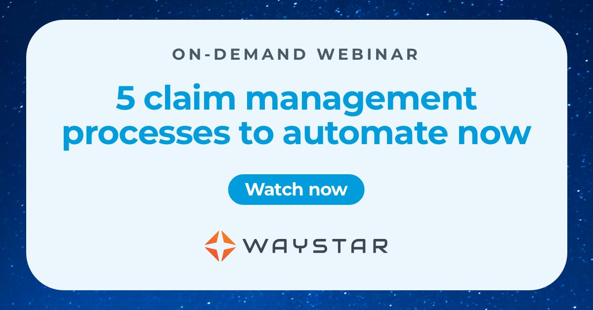 ON-DEMAND WEBINAR: How do you hit a 98.5%+ first-pass clean claim rate? Start with automation. From pre-claim submissions to payment posting and reconciliation, here are five processes to automate now for cleaner claims. ow.ly/EVQH50RbsZy