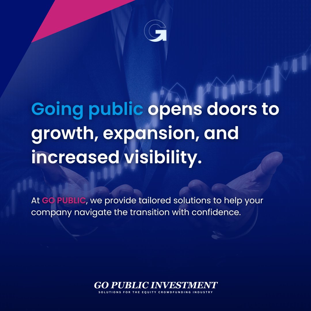 The path to going public can be exciting, but also complex. At GoPublic, we're here to help you navigate the journey with confidence. Contact us today!

#IPOEmpowerment #FinancialGuidance #BusinessSuccess  #EquityCrowdPower #PublicListingReady #UnlockYourPotential #GoPublicToday