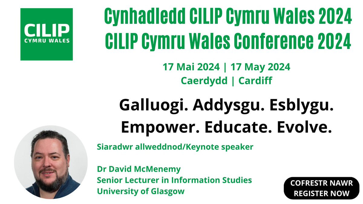 Peidiwch â methu allan: ymunwch a chynhadledd 2024 ar 17 Mai. Rhyngweithiwch a chydweithwyr, dysgwch gan arbenigwyr, a dysgwch am yr argoelion presennol. Cofrestrwch nawr: cilip.org.uk/events/EventDe…