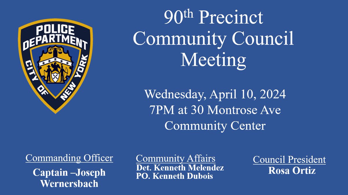 REMINDER: THE COMMUNITY COUNCIL MEETING IS BEING HELD TOMORROW AT 7 PM AT 30 MONTROSE AVENUE.