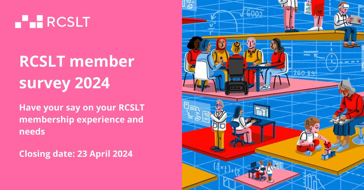 📢 RCSLT member survey: two weeks left to have your say! Check your inbox for more details on how to complete the survey. More info about our member survey: rcslt.org/news/rcslt-mem… #SLPeeps #SLT2B #MySLTday #MyStudentSLTDay