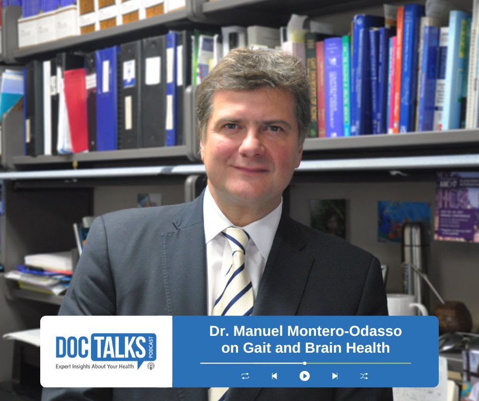 stjosephslondon's tweet photo. Did you know your stroll could indicate brain health issues? Geriatrician Dr. Manuel Montero-Odasso, @GaitandBrain, joined The #DocTalks Podcast this week to discuss the surprising link between gait and brain health: https://t.co/Mg346EYHmL https://t.co/eq98DbujTP