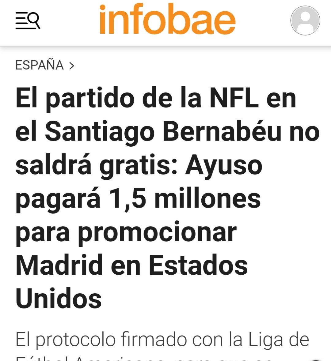 ALICIA TORIJA (@alicia_torija_l) on Twitter photo ¿Les has oído decir que la Fórmula 1 o que 'el partido', uno, repito, uno, de fútbol americano no va a costar nada? Pues es mentira ‼️ Desde <a href="/MasMadrid__/">Más Madrid</a> pedimos una copia del convenio entre la NFL y el gobierno autonómico y sorpresa: no es gratis.
infobae.com/espana/2024/04… ¿Les has oído decir que la Fórmula 1 o que 'el partido', uno, repito, uno, de fútbol americano no va a costar nada? Pues es mentira ‼️ Desde <a href="/MasMadrid__/">Más Madrid</a> pedimos una copia del convenio entre la NFL y el gobierno autonómico y sorpresa: no es gratis.
infobae.com/espana/2024/04…