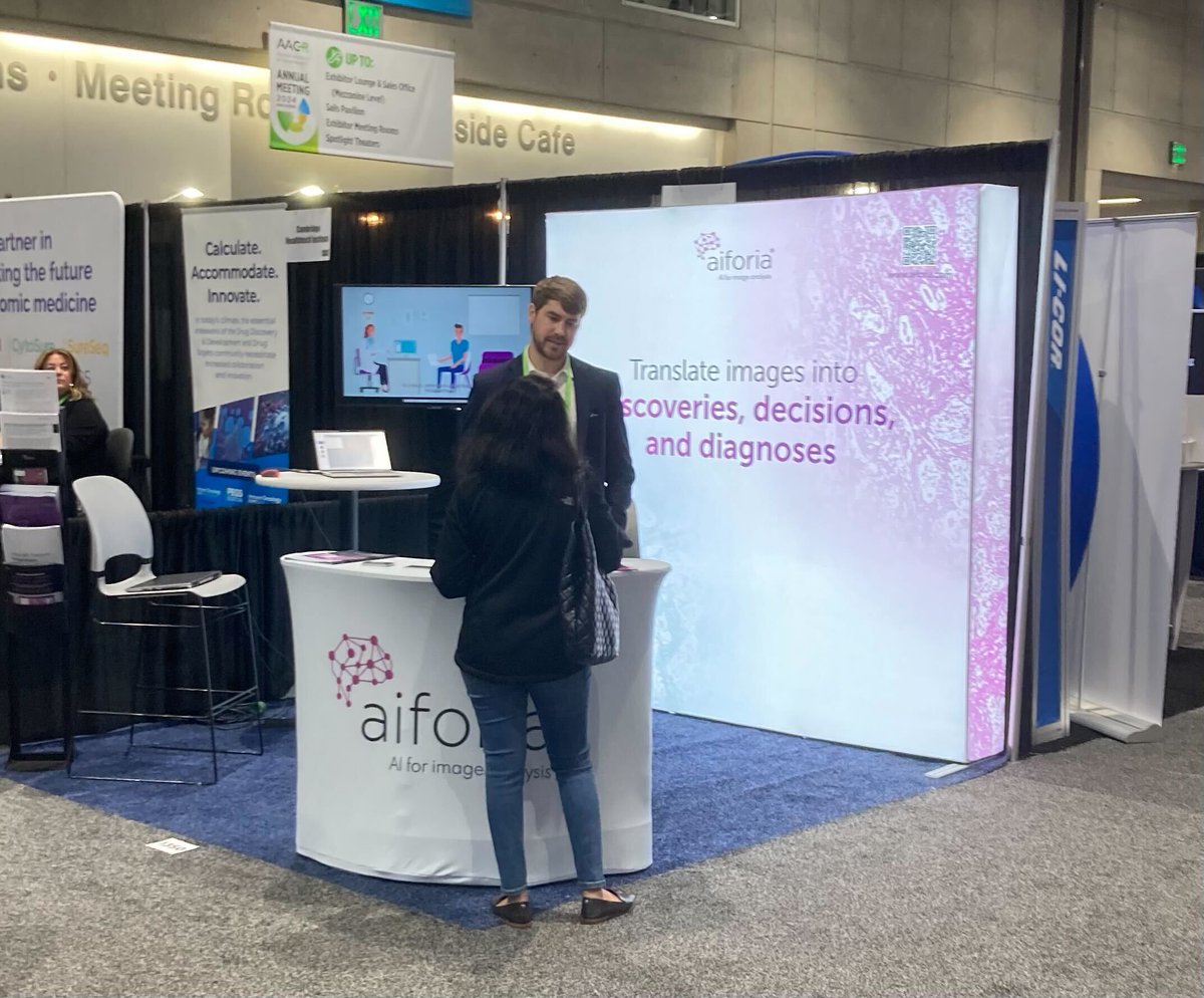 Aiforia's team is currently at the American Association for Cancer Research @AACR Annual Meeting in San Diego, California. Stop by our booth 1350 and explore the Aiforia Platform with a live demo: hubs.la/Q02sd1lq0