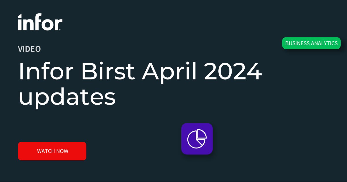 Missed our webinar on Infor OS Platform updates? See what's new for Birst. Explore Birst's new improvements released this month for APIs, notifications, and user experience in our latest video. bit.ly/3xBHYxq Stay tuned for more update videos! #InforBirst #InforOS